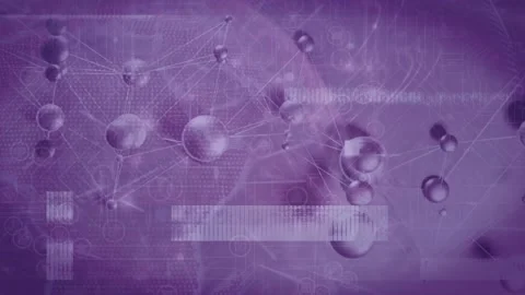 On start purple sphere network rotating in 3D with overlays fading visualizing Stock Footage 317660436