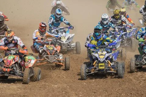 Start of qualifying practice in the quad race Stock Photos