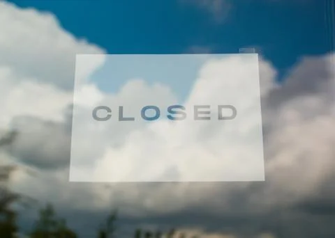 Start of quarantine. Sign of text message we are closed due to covid-19 Stock Photos