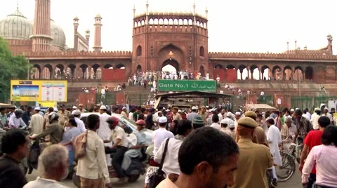 Start of Ramadan Prayers at Jama Masjid Timelapse Stock Footage 57939701