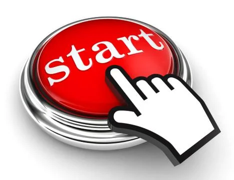 Start red button and pointer hand Stock Illustration
