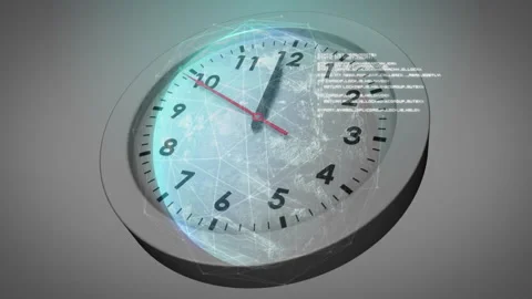 On start red hand sweeping upward, globe overlay growing, code flickering Stock Footage 309681388