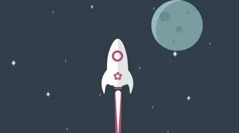 Start Rocket Flat Logo After Effects stock