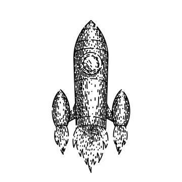 Start rocket sketch hand drawn vector Illustrazione stock