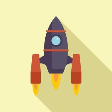 Start rocket space icon flat vector. Fire launch Stock Illustration