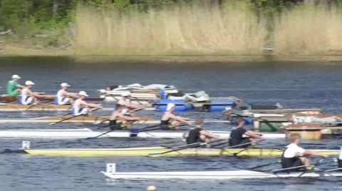 Start To Rowing Race Stock Footage 40341288