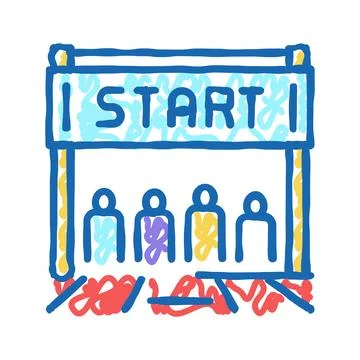 Start of run icon doodle illustration Stock Illustration