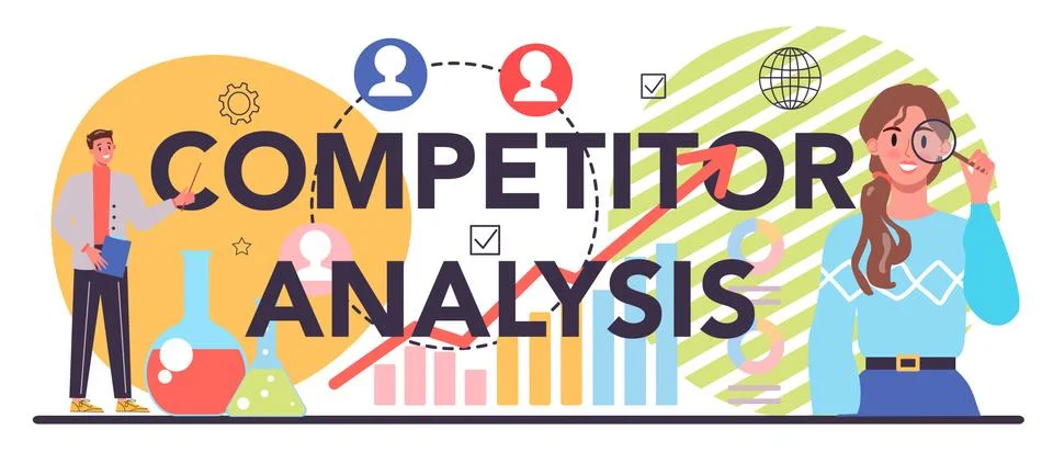 Start up running typographic header. Competitor search and analysis. Stock Illustration