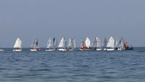 Start of the sailing regatta in Baltic sea Stock Footage 206136196