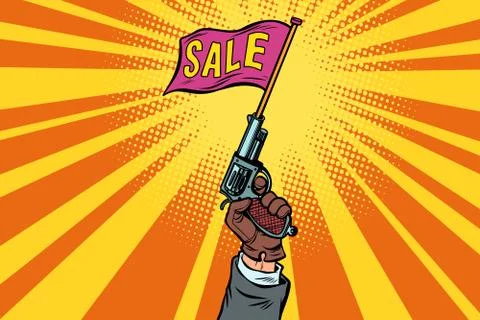 Start of sale, starter pistol Illustrazione stock
