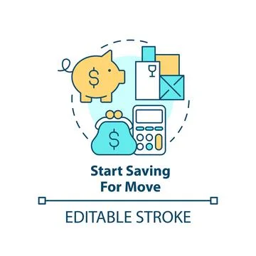 Start saving for move concept icon Stock Illustration