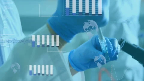 On start scientist positioning pipette into test tube, drawing liquid for data Stock Footage 314453738