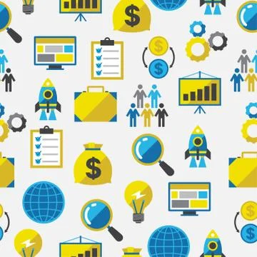 Start-up seamless pattern in flat design style Stock Illustration