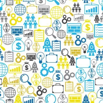 Start-up seamless pattern in flat design style Stock Illustration