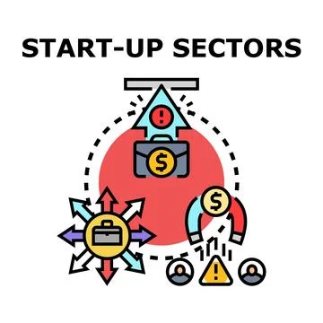 Start up sectors concept developing new business direction Stock Illustration