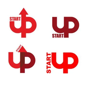 Start UP set logo. Emblem to start business projects. Up arrow. beginning of  Stock Illustration