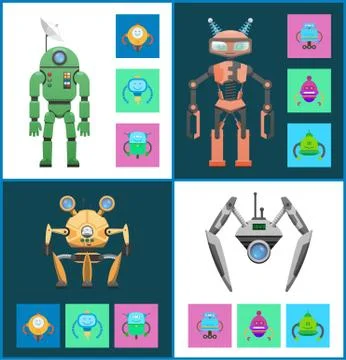 Start Set Robots Collection Vector Illustration Stockillustratie