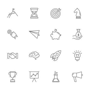 Start up set of vector icons, outline style Stock Illustration