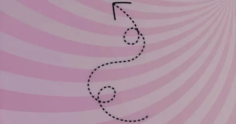 Start showing dashed line looping and rising over pink cream radial pattern for Stock Footage 315520683