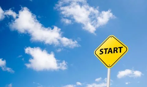 Start sign on blue sky background Stock Illustration