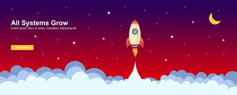 Start up Simple Rocket web design, Responsive web design flat vector, design  Stock Illustration