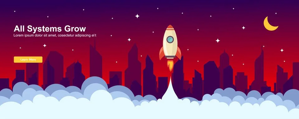 Start up Simple Rocket web design, Responsive web design flat vector, design  Stock Illustration