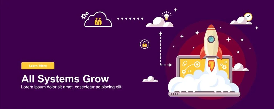 Start up Simple Rocket web design, Responsive web design flat vector, design  Stock Illustration