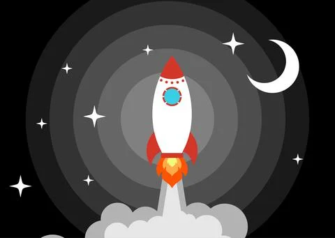 Start up Simple Rocket web design, Responsive web design flat vector, design  Stock Illustration