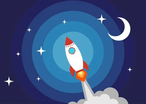 Start up Simple Rocket web design, Responsive web design flat vector, design  Stock Illustration