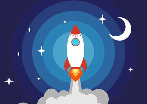 Start up Simple Rocket web design, Responsive web design flat vector, design  Stock Illustration