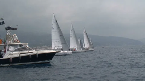 Start of small regatta Stock Footage 36971485