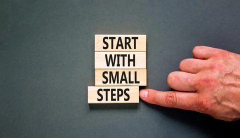 Start with small steps symbol. Concept words phrase Start with small steps .. Stock Photos