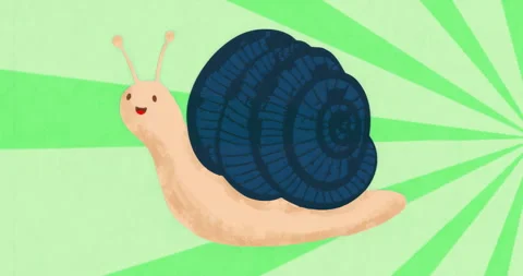 At start snail smiling then toggling mouth to neutral then smiling demonstrating Video stock 315526554