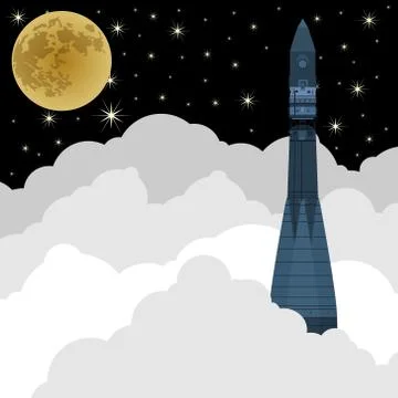 Start Soviet space rocket Stock Illustration
