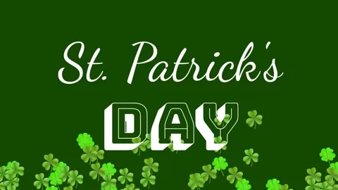 At start St Patricks DAY title fixed while clovers entering, piling then Stock Footage 329455083