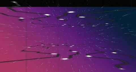 On start, starfield streaks radiating, nodes forming network, retracting to Stock Footage 318936577