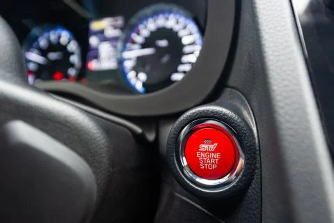 Start-stop button in a car Stock Photos