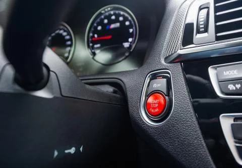 Start-stop button in a car Stock Photos