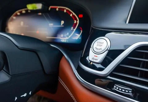 Start-stop button in a car Stock Photos