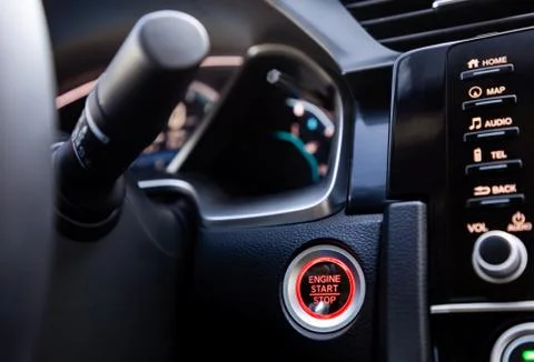 Start-stop button in a car Stock Photos