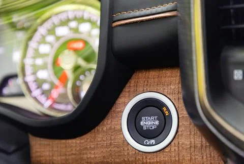 Start-stop button in a car Stock Photos