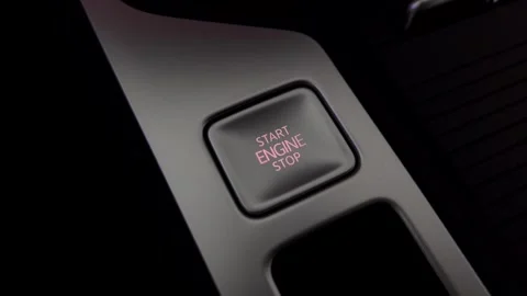 Start stop engine button. Modern transport and technology Stock Footage 342955122
