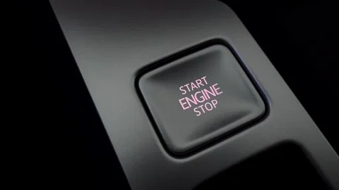 Start stop engine button. Modern transport and technology Stock Footage 347883884