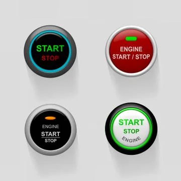 Start stop engine buttons Illustrazione stock