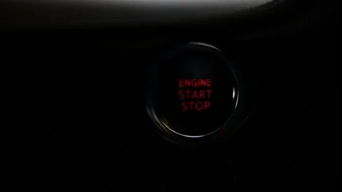 Start stop engine modern new car button Stock Footage 132580305