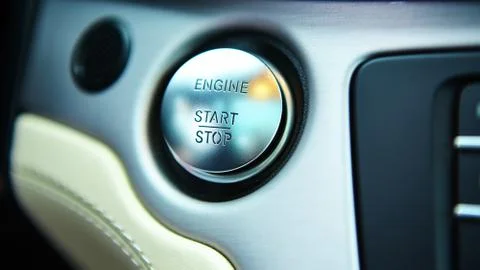 Start stop engine modern new car button Foto stock
