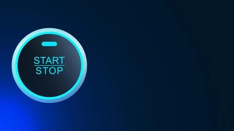 Start stop illuminated on blue background. Stock Illustration
