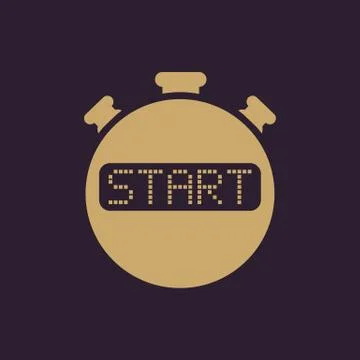 The start stopwatch icon. Clock and watch, timer, countdown, stopwatch symbol Illustrazione stock