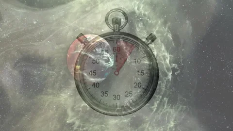 On start stopwatch second hand ticking clockwise red sector growing showing Stock Footage 311416838