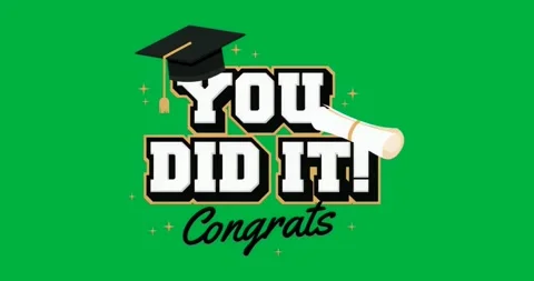 On start, stylized congratulatory graphic glowing and celebrating success on Stock Footage 317212633